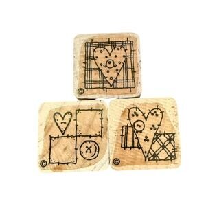 DOTS Set Of 3 Assorted Heart Mini Rubber Stamp